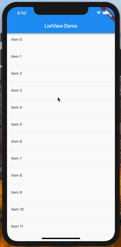 android使用flutter的ListView實現(xiàn)滾動列表的示例代碼